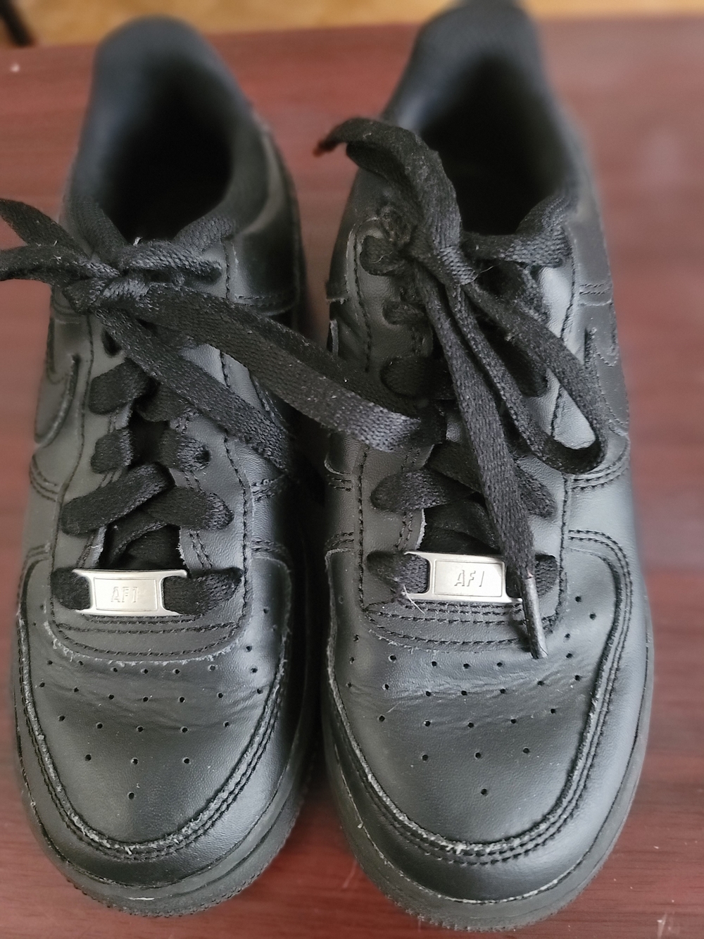 Kids Black Leather Sneakers with Lace Charm